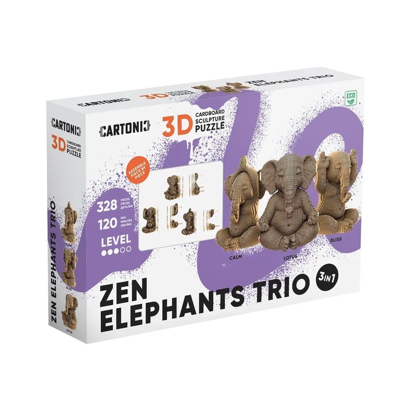 4820191135369-CARTONIC - ZEN ELEPHANTS TRIO - puzzle 3D - 328 pièces-P_405274861_1-0