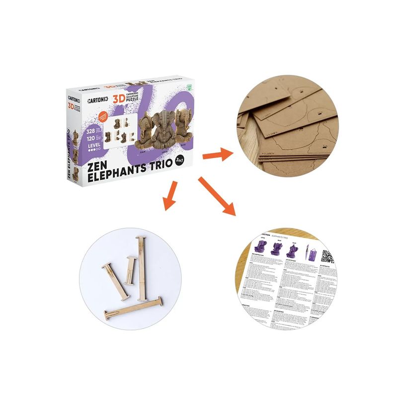 4820191135369-CARTONIC - ZEN ELEPHANTS TRIO - puzzle 3D - 328 pièces-P_405274861_4-6
