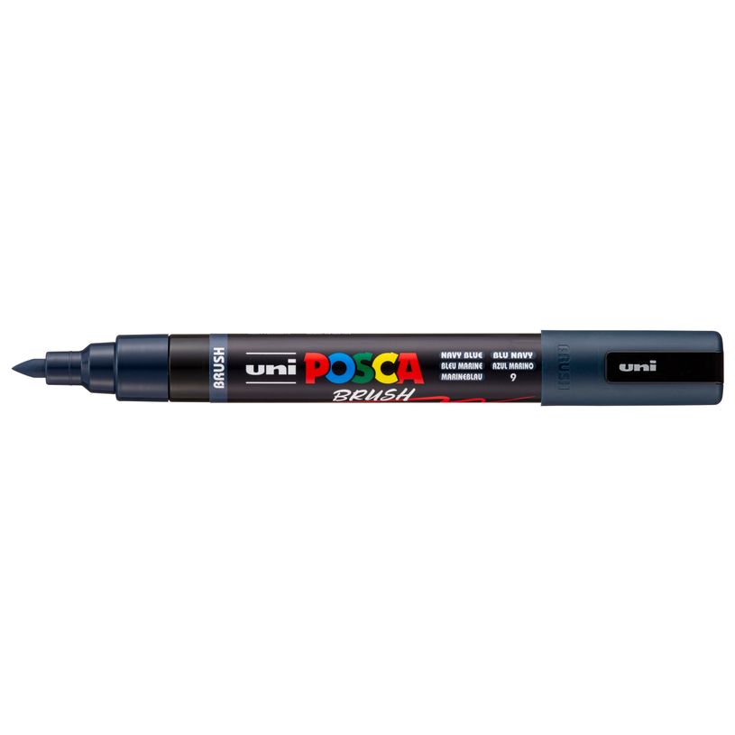 4902778353615-Posca - Marqueur peinture pointe brush moyenne - bleu marine--0