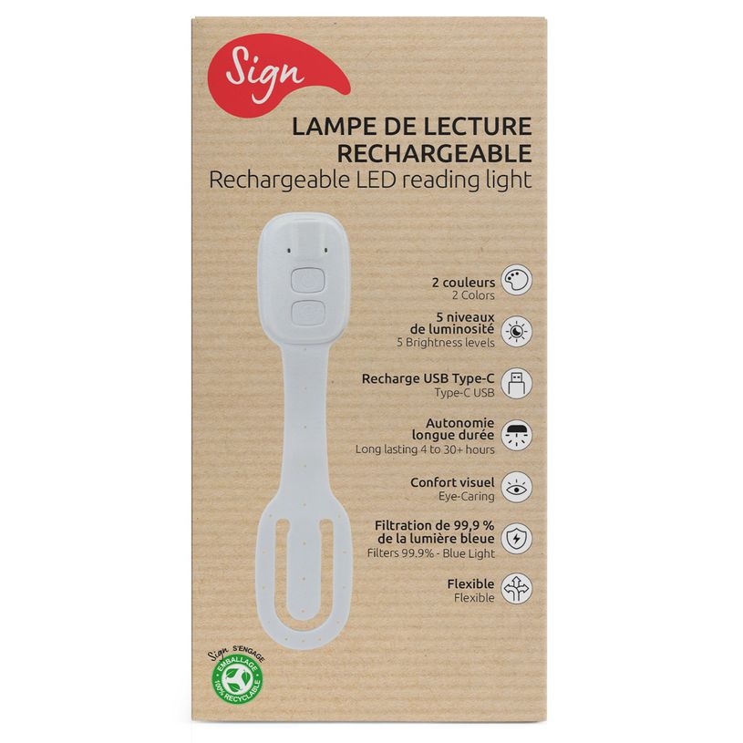 3173740258363-Mini lampe SMILE "Flex" - Lampe de lecture rechargeable - blanc ou noir--5