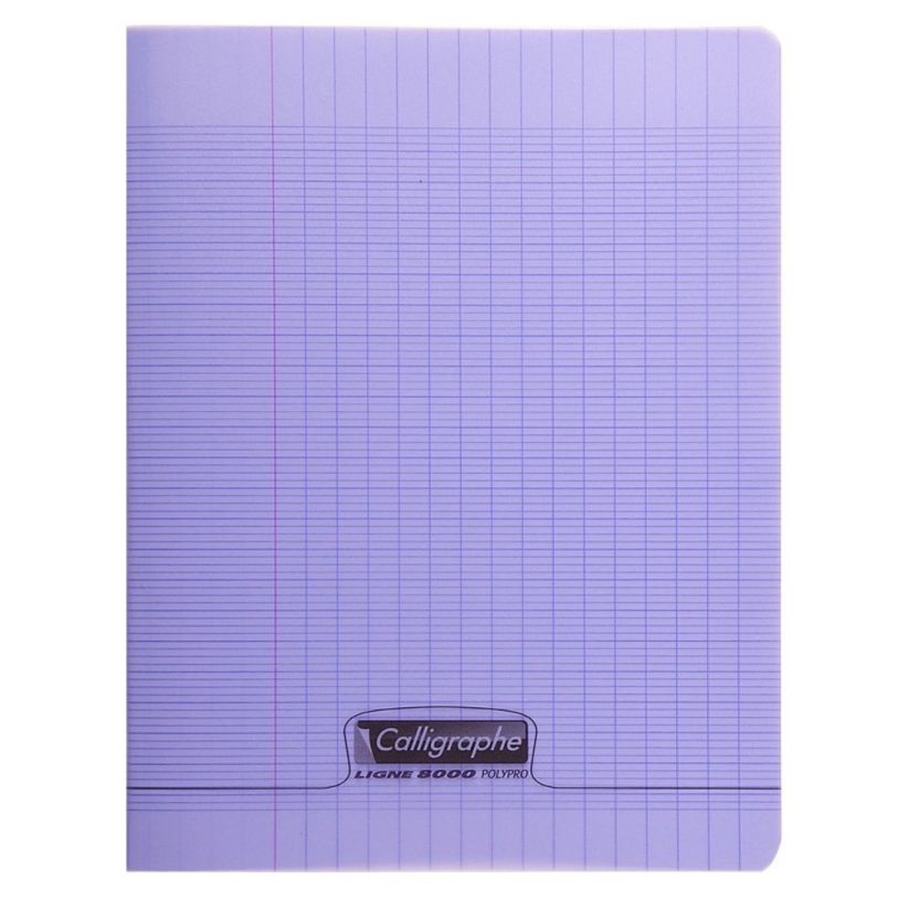 3210330181073-Calligraphe 8000 - Cahier polypro 17 x 22 cm - 48 pages - grands carreaux (Seyes) - violet--0