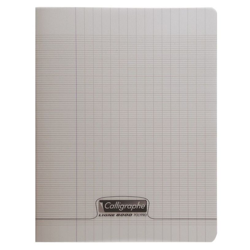 3210330181066-Calligraphe 8000 - Cahier polypro 17 x 22 cm - 48 pages - grands carreaux (Seyes) - gris--0