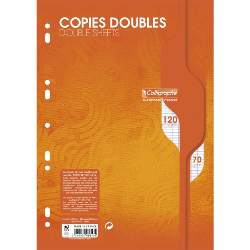3210330056135-Calligraphe 7000 - Copies doubles - 120 pages - A4 - grands carreaux (Seyes) - perforées--0