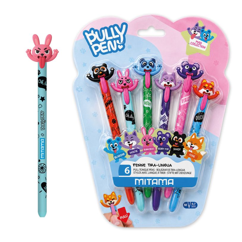 8026624639794-MITAMA - 6 Rollers Effaçables Pully Pen - Rétractables - Encre bleue effaçable--0