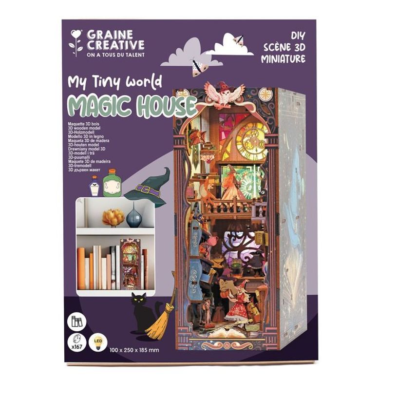 3532436510701-Graine Creative - Maquette 3D bois - Kit créatif book nook à assembler - Thème magie et fantasy--0