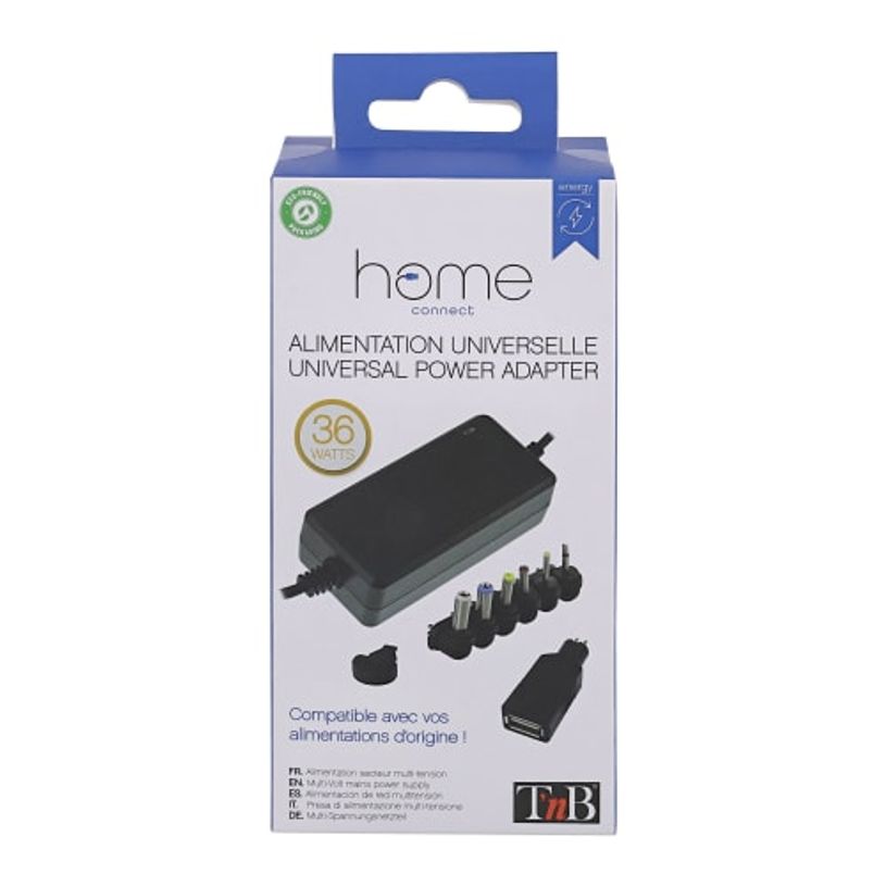 3303170103487-T'nB Alimentation universelle 36W 5-15V - Chargeur secteur multi-tension noir--1