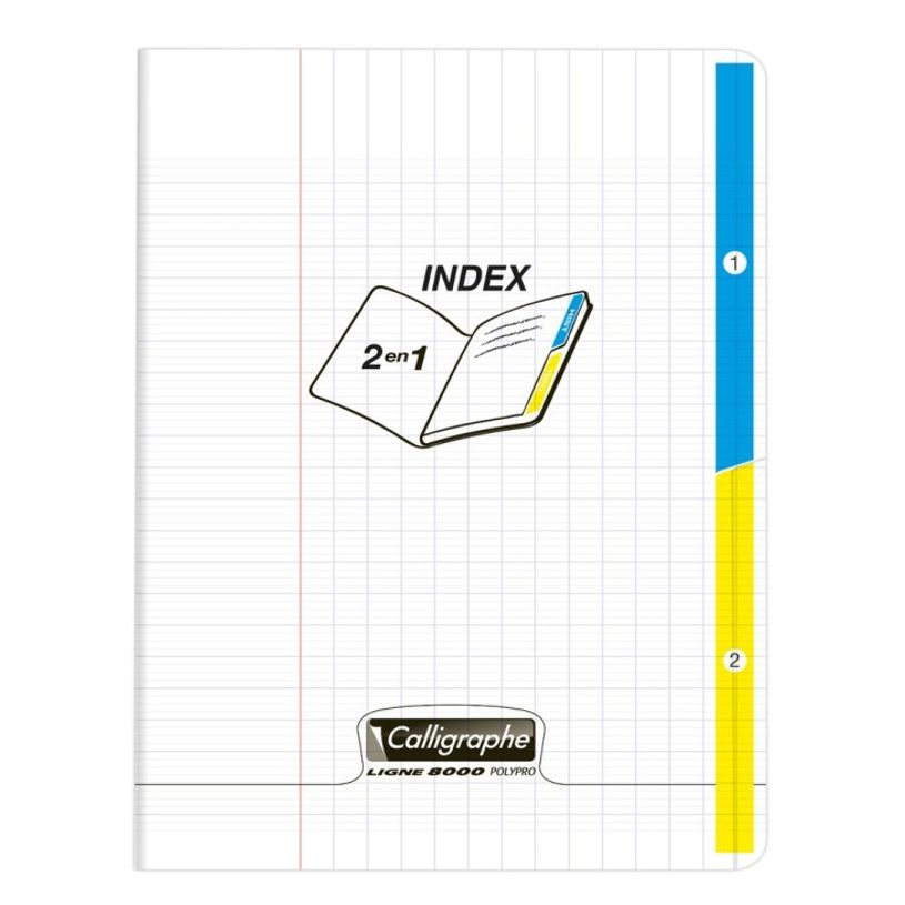 3210330182216-Clairefontaine Cahier Ligne 8000 Polypro 17x22 cm 96 pages Seyès 2 index transparent--0