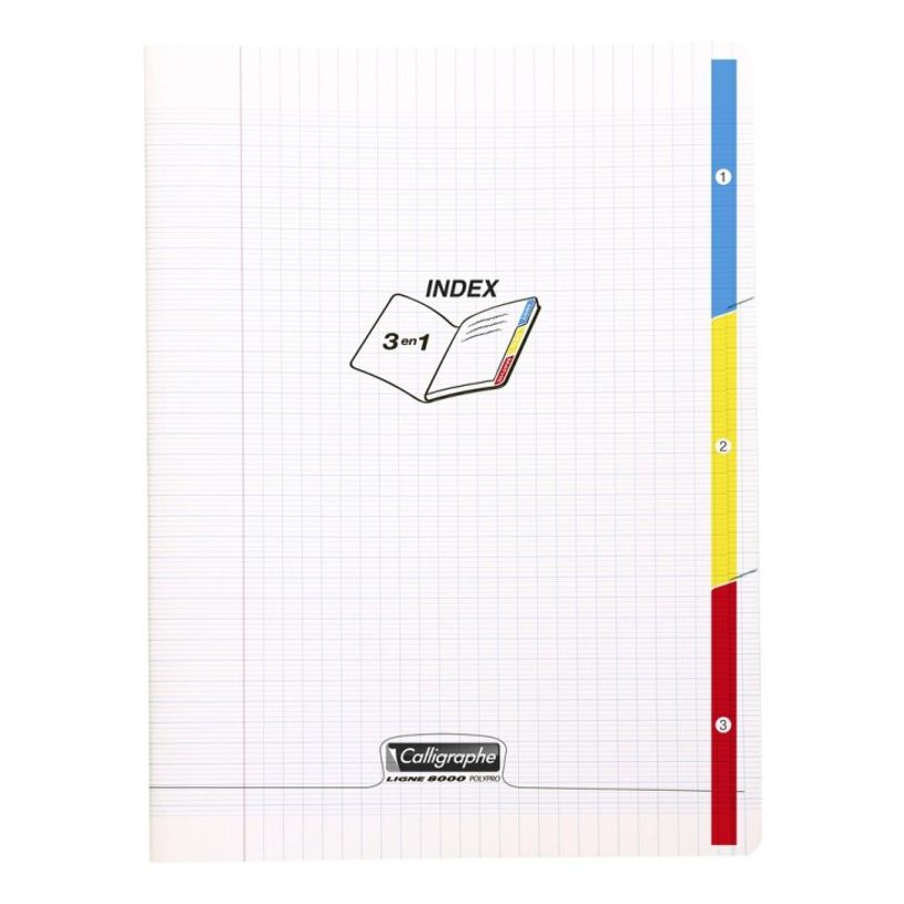 3210330182247-Clairefontaine Cahier Ligne 8000 17x22 cm 96 pages Seyès 3 index PP transparent--0