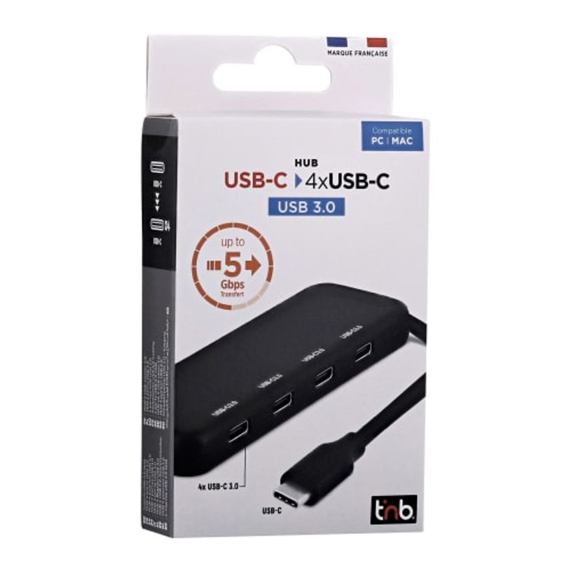 3303170117699-T'nB Hub USB Type-C 4 ports USB 3.0 - Noir - 5 Gbps (405280330)--2