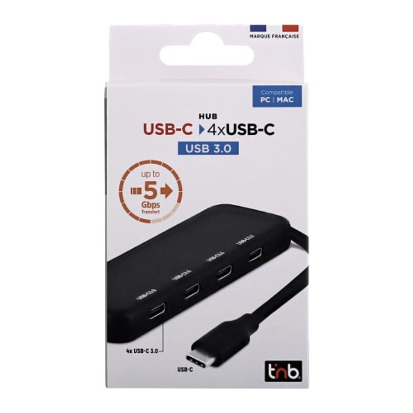 3303170117699-T'nB Hub USB Type-C 4 ports USB 3.0 - Noir - 5 Gbps (405280330)--3