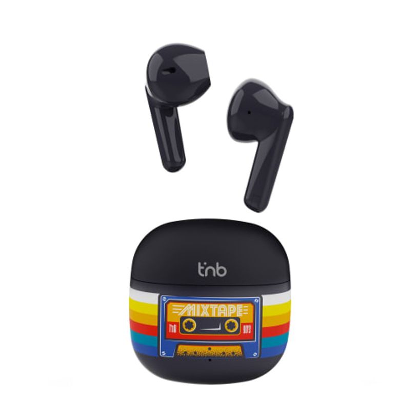 3303170124130-T'nB Écouteurs TWS ORIGIN TAPE Noir - Bluetooth 5.4, Autonomie 15h, Boîtier Charge--1