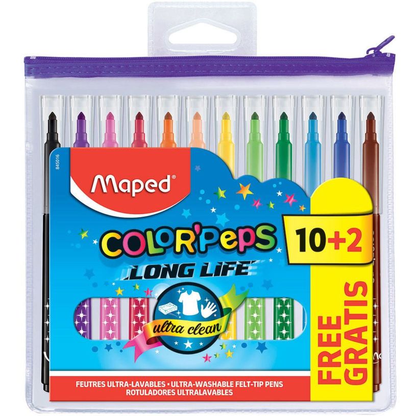 3154148450160-Maped Color'Peps Long Life - Set de 12 feutres de coloriage avec trousse--0