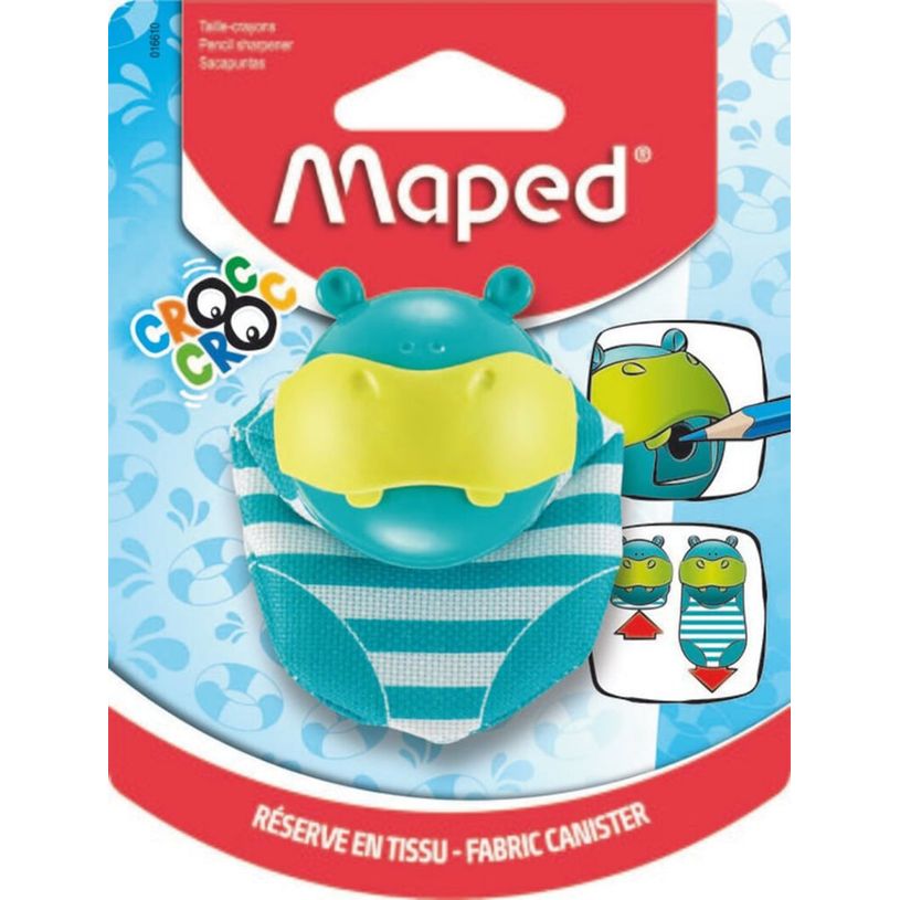 3154140166106-Maped Taille-crayon Croc Croc Hippo 1 trou réservoir tissu--1