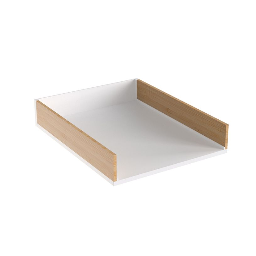 404052807646-Corbeille Courrier - Blanc Bambou - 32 x 25 x 6,3 cm--0