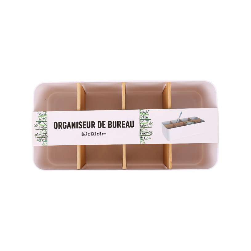 404052807684-Organiseur de Bureau PP Blanc Bambou - 26,7 x 13,1 x 8 cm--1