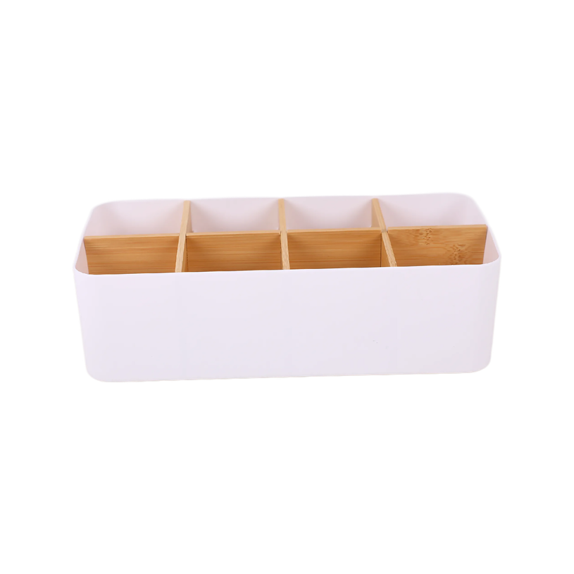 404052807684-Organiseur de Bureau PP Blanc Bambou - 26,7 x 13,1 x 8 cm--3