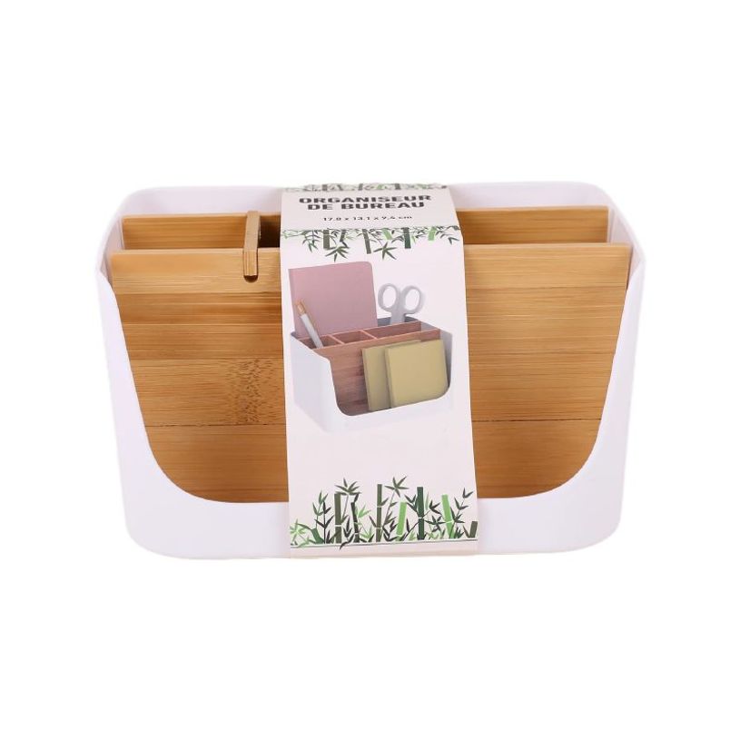 404052807691-Organiseur de Bureau - Blanc Bambou - 17,8 x 13,1 x 9,4 cm--2