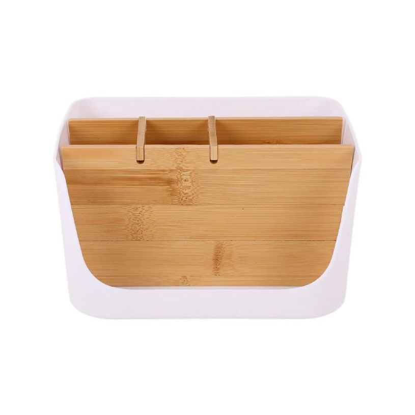 404052807691-Organiseur de Bureau - Blanc Bambou - 17,8 x 13,1 x 9,4 cm--5
