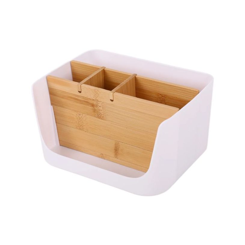 404052807691-Organiseur de Bureau - Blanc Bambou - 17,8 x 13,1 x 9,4 cm--6