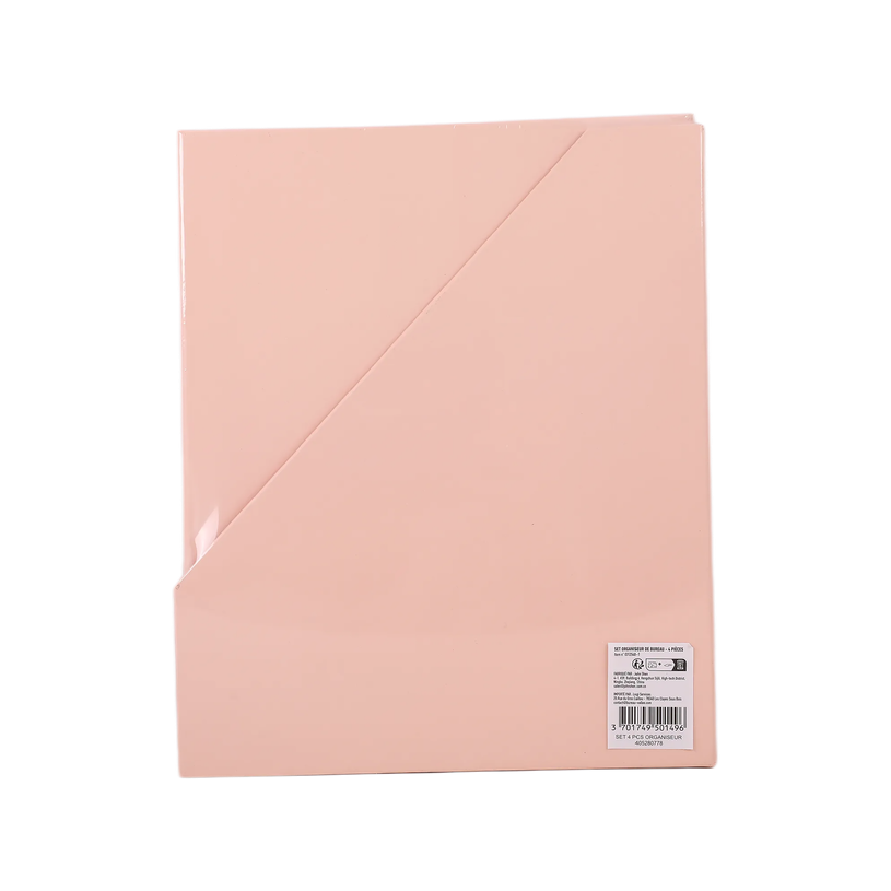 404052807783-Set de 4 Organiseurs Rose - Pot à Stylos - Porte-Magazines - Porte-Lettres--8