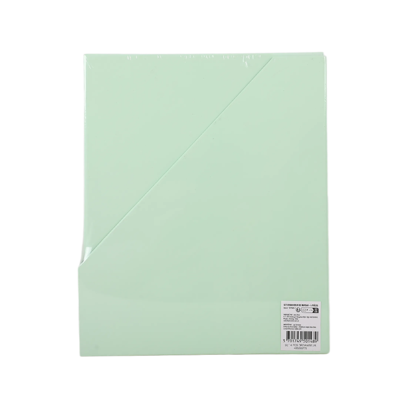 404052807790-Set de 4 Organiseurs Vert PP - Pot à Stylos - Porte-Magazines - Porte-Lettres--4
