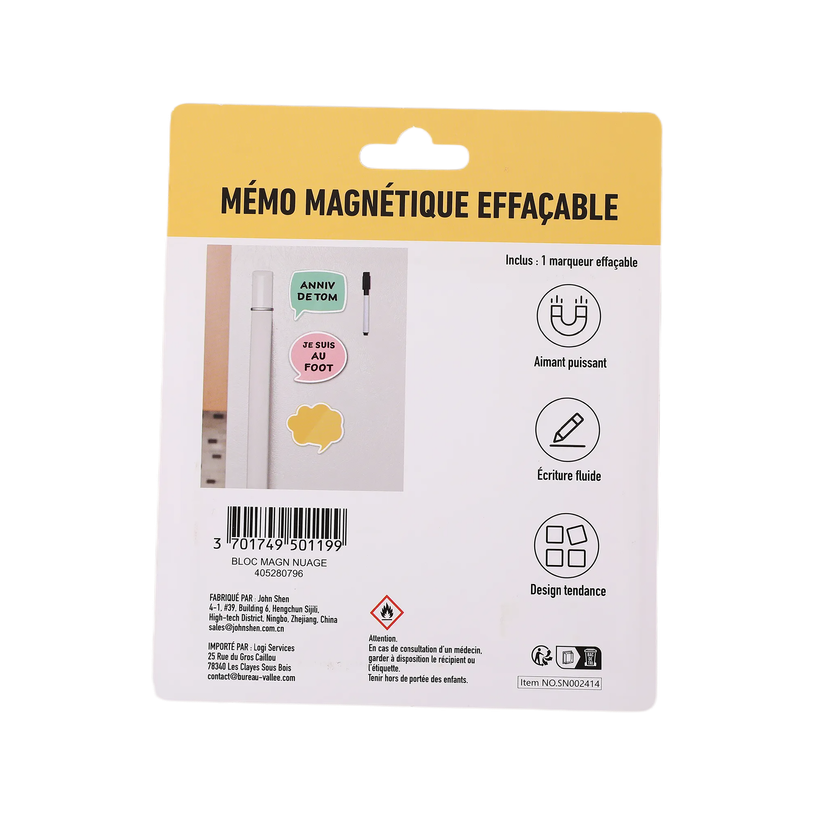 404052807967-Bloc Mémo Magnétique avec Marqueur Effaçable - Forme Nuage - 9 x 8 cm--4