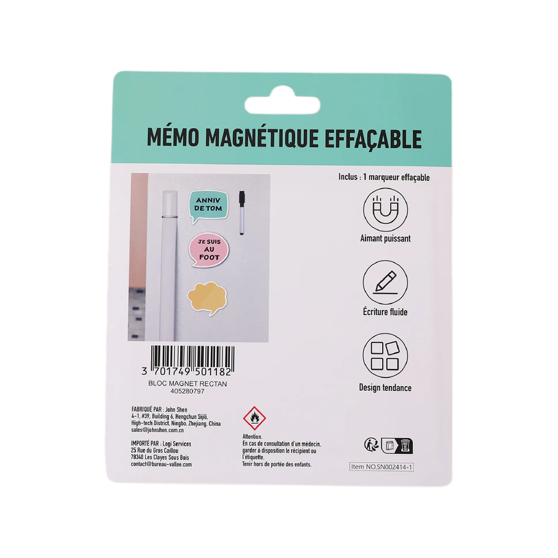 404052807974-Bloc Mémo Magnétique avec Marqueur Effaçable - Forme Rectangle - 9 x 8 cm--2