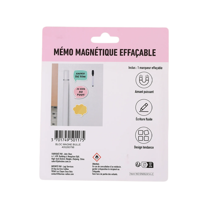 404052807981-Bloc Mémo Magnétique avec Marqueur Effaçable - Forme Bulle - 9 x 8 cm--4