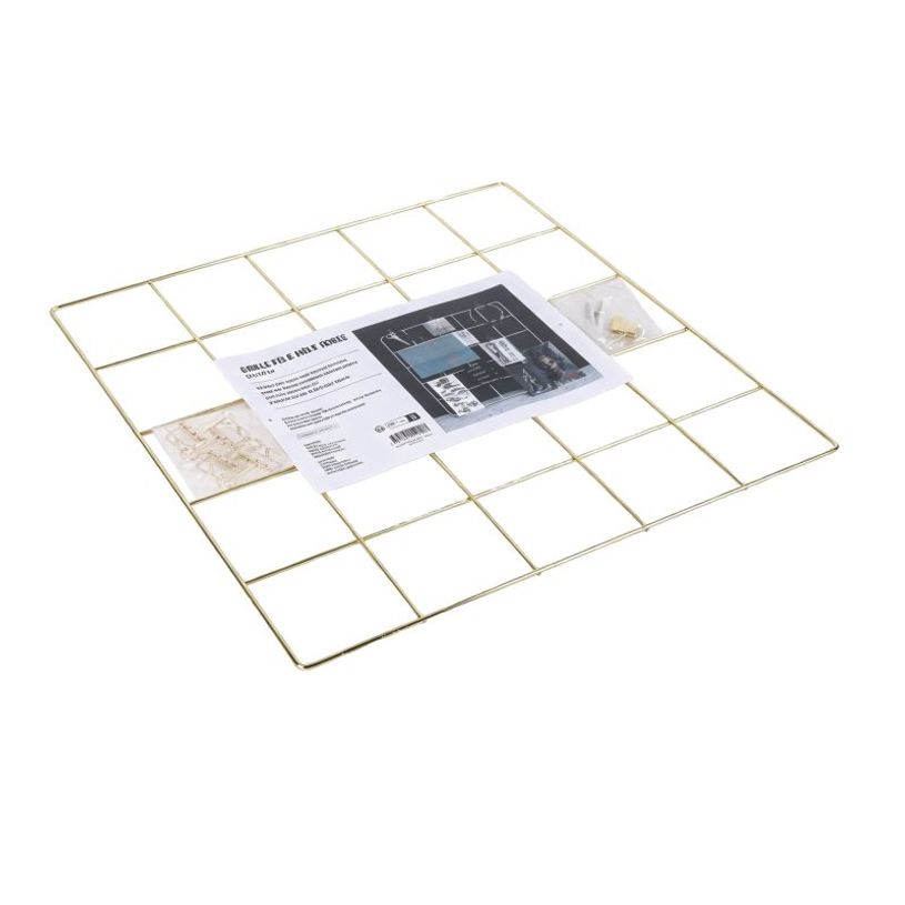 404052808032-Pêle-Mêle Mémo - Grille Métallique - 50 x 50 cm - 4 Pinces Incluses - 2 Vis et 2 Chevilles Fournies--2