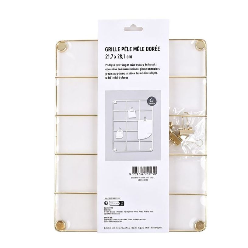 404052808049-Pêle-Mêle Mémo - Grille Métallique - 21 x 28 cm - 4 Aimants Inclus--0