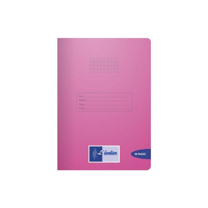 3700475445531-L'ÉCOLIER Cahier A4 21x29,7 cm 96 pages Seyès Rose PP 90g--0