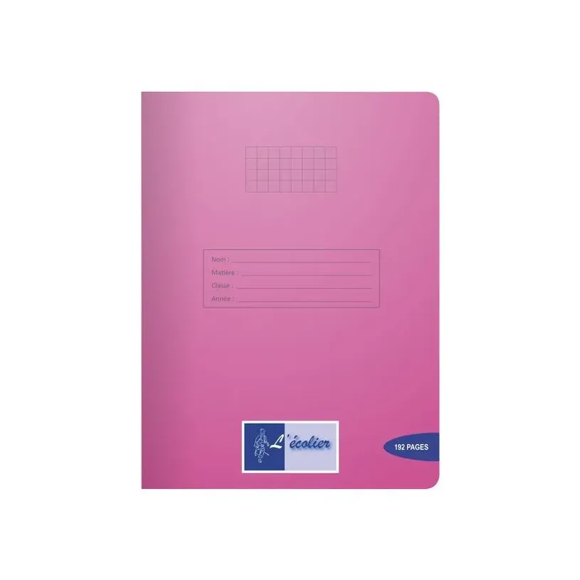 3700475446033-Cahier piqué 24x32cm 192 pages Seyès rose 90g L'ÉCOLIER--0