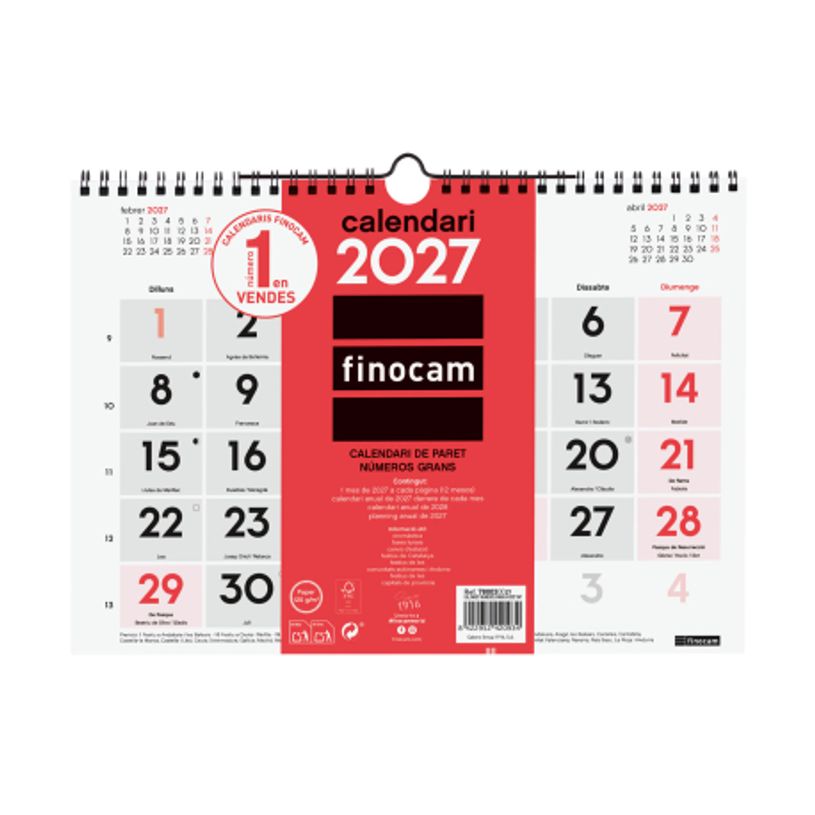 8422952420934-Finocam Calendario Neutro De Pared Números Grandes 2027 – 300 x 210 mm--0