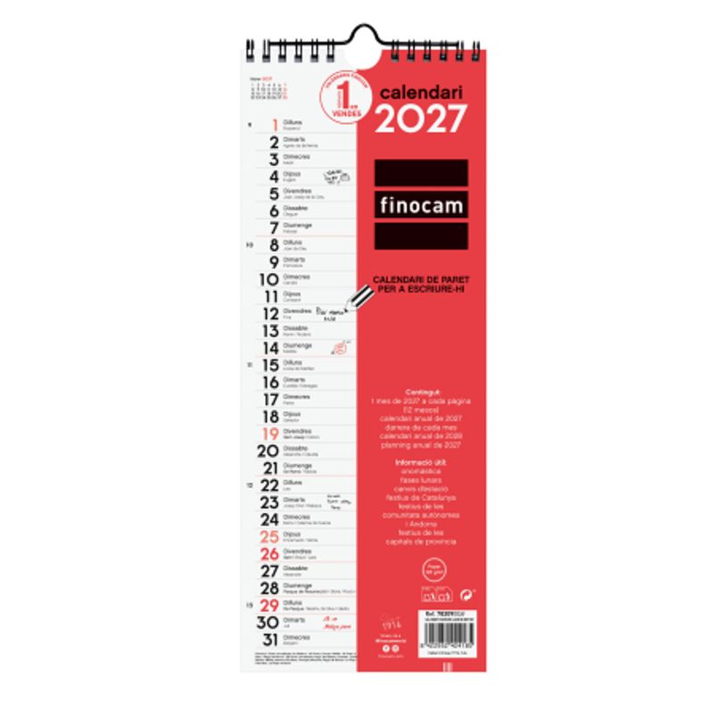 8422952424185-Finocam Calendario Neutro De Pared Para Escribir 2027 – 130 x 330 mm--2