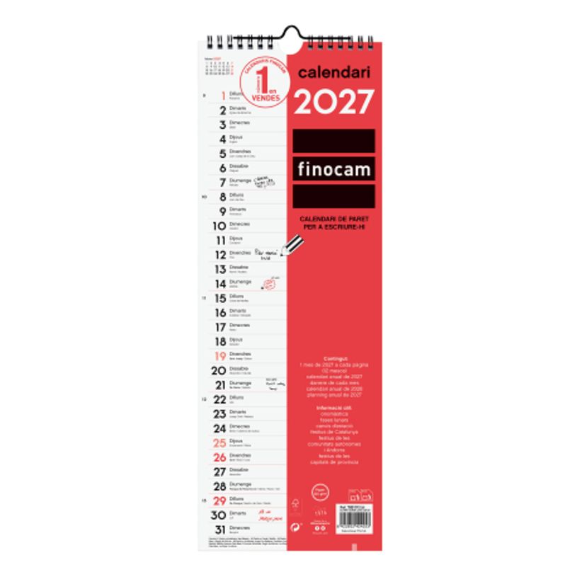 8422952424253-Finocam Calendario Neutro De Pared Para Escribir 2027 – 155 x 430 mm--0