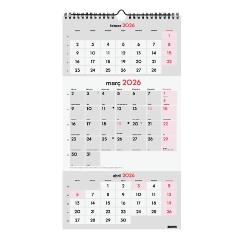 8422952424222-Finocam Calendario Neutro De Pared Para Escribir 3 Meses Vista 2027 – 236 x 430 mm--0