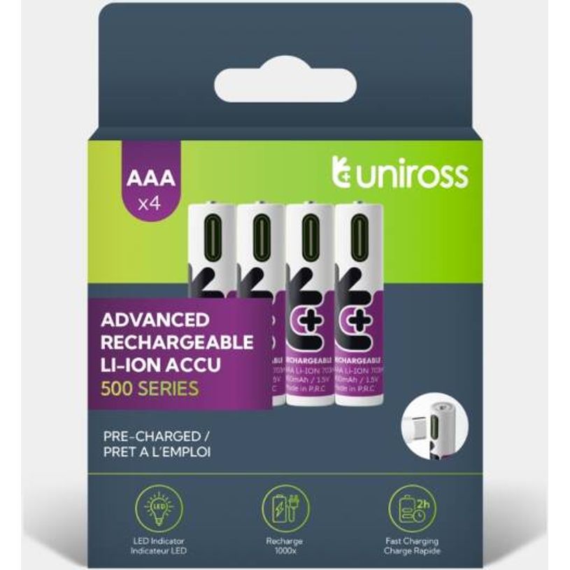 4895122322064-Uniross U322064 - 4 piles rechargeables - AAA HR03 1,5 V USB-C--0