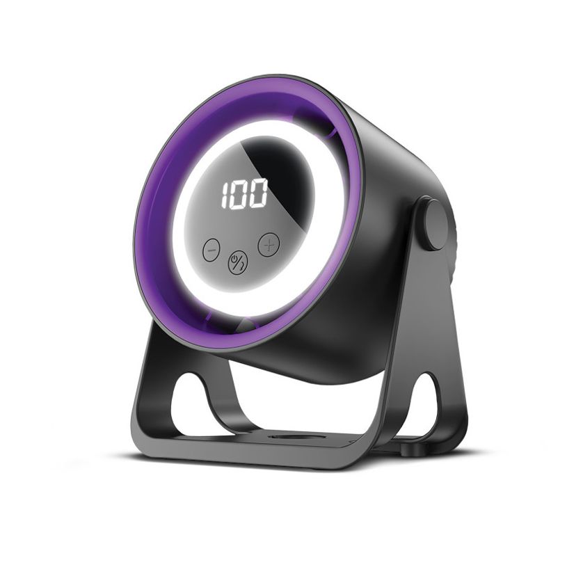 5907674512431-Forever - Ventilateur de bureau avec led - 5 vitesses - 1800 mAh - Support - noir--0