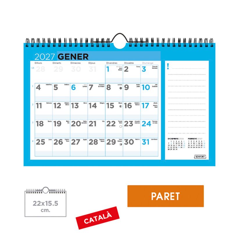 8412885264323-Calendario anual Senfort 2027 de pared Basic – 22 x 15,5 cm – en catalán--0
