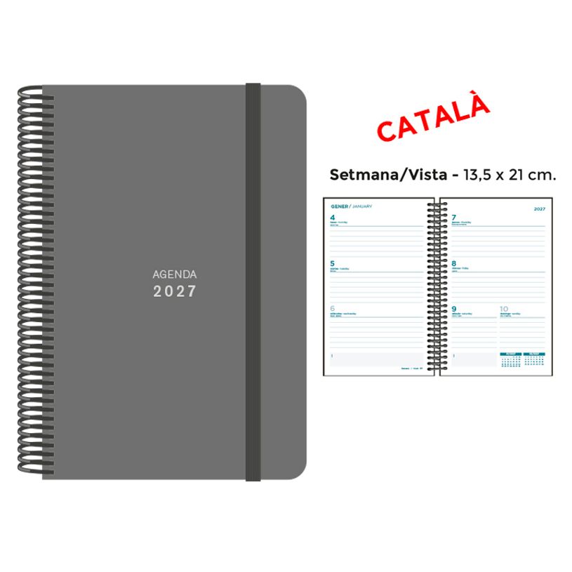 8412885263630-Agenda anual Senfort 2027 semana vista con espiral y tapa de polipropileno gris – 13,5 x 21 cm – en--0
