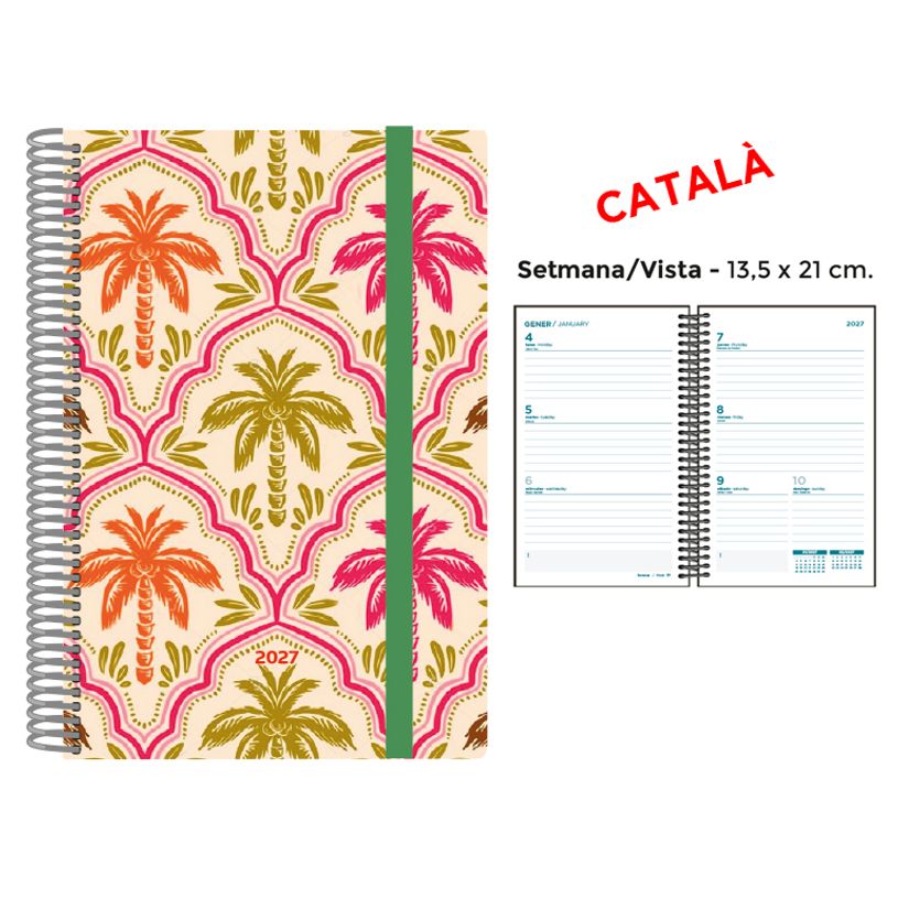 8412885263975-Agenda anual Senfort 2027 semana vista con espiral y tapa de polipropileno Palmeras – 13,5 x 21 cm 