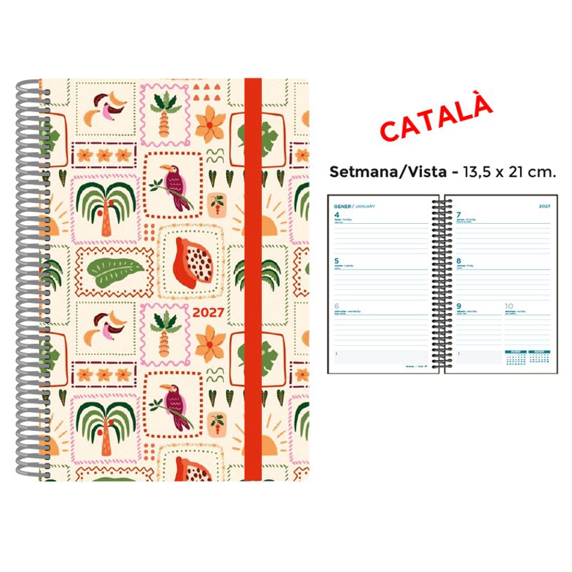 8412885263982-Agenda anual Senfort 2027 semana vista con espiral y tapa de polipropileno Tropical – 13,5 x 21 cm 
