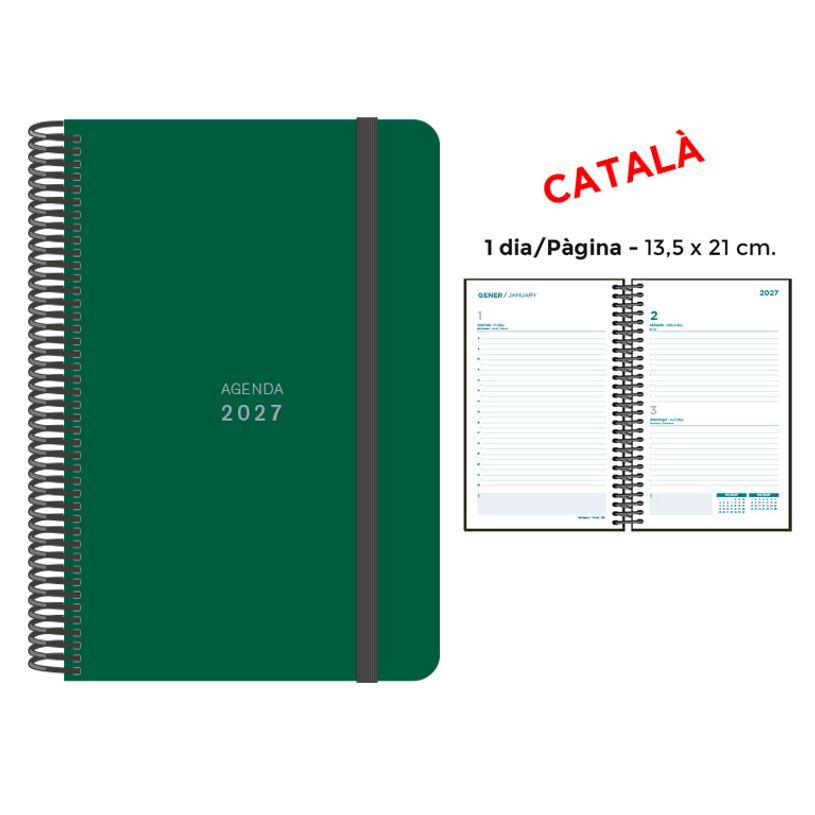 8412885263555-Agenda anual Senfort 2027 día por página con espiral y tapa de polipropileno verde oscuro – 13,5 x 21 c--0