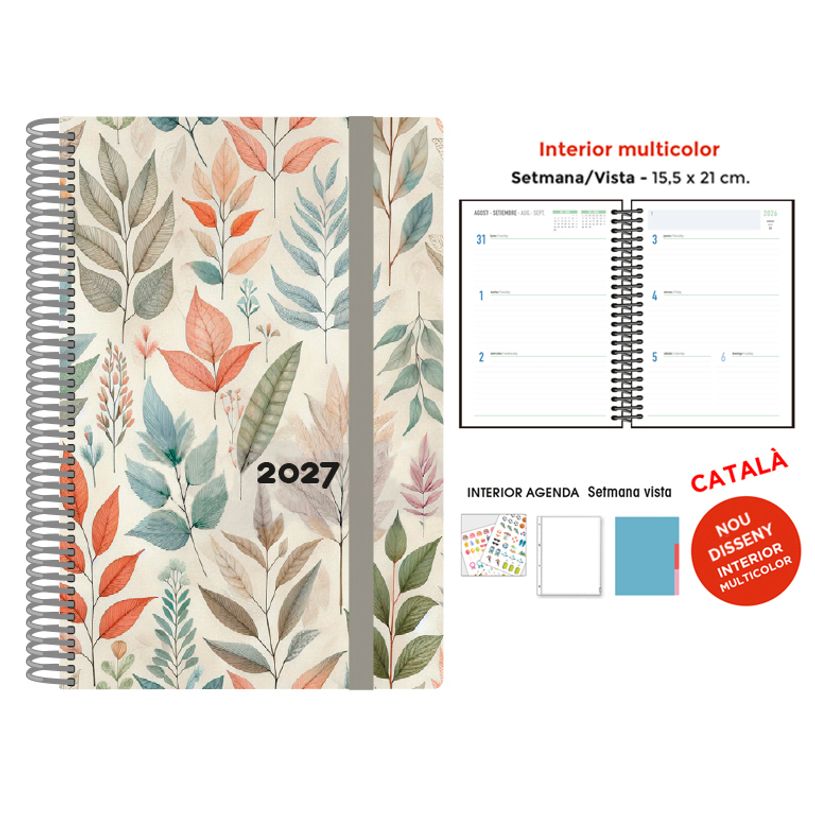 8412885264149-Agenda anual Senfort 2027 semana vista y tapa dura Hojas – 15,5 x 21 cm – en catalán--0