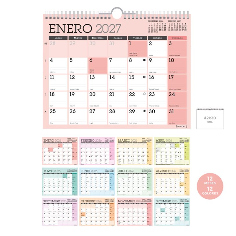 8412885262022-Calendario anual Senfort 2027 de pared Classic – 42 x 30 cm--0