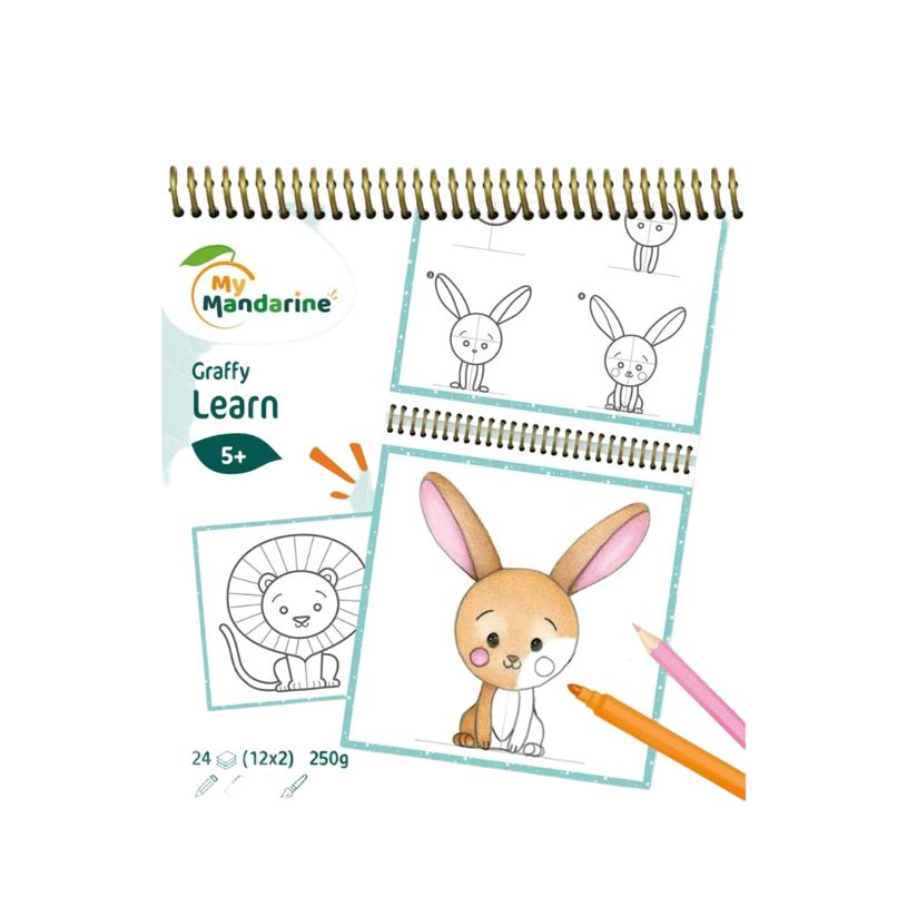 3609510521769-Kit artisanal : My Mandarine Graffy Learn - Carnet de dessin 24 feuilles - 20 x 25,5 cm - -P_405283451_1-0