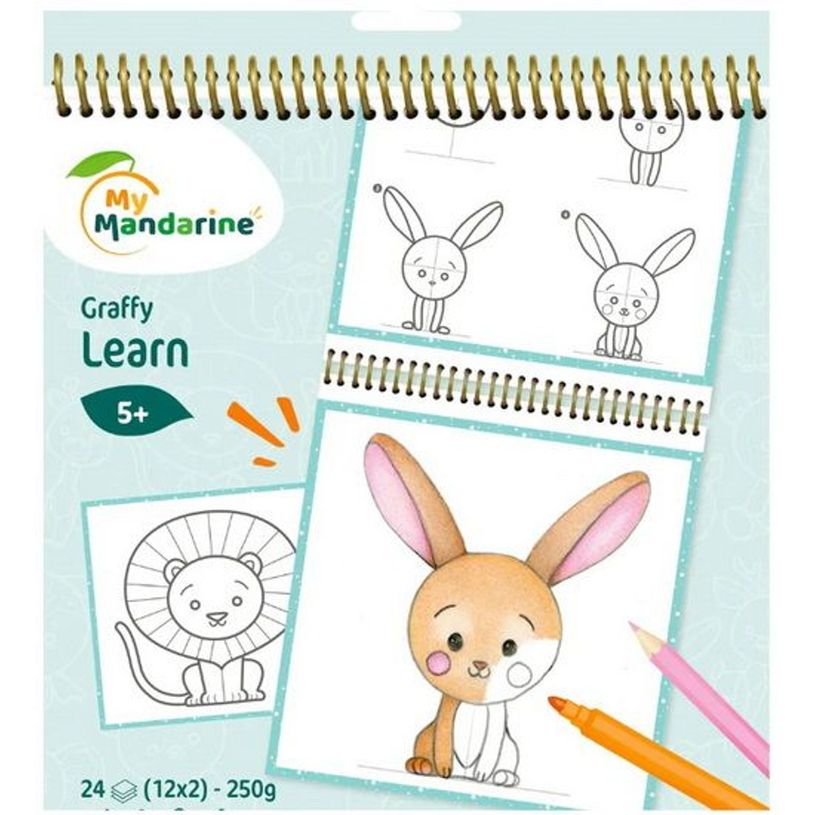 3609510521769-Kit artisanal : My Mandarine Graffy Learn - Carnet de dessin 24 feuilles - 20 x 25,5 cm - -P_405283451_2-1
