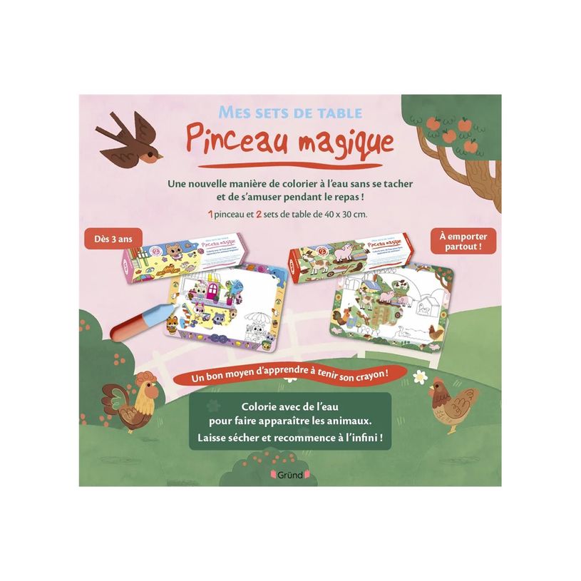 9782324039003-Mes sets de table pinceau magique - Animaux mignons - Pinceau magique - livre à colorier-P_405283532_4-5