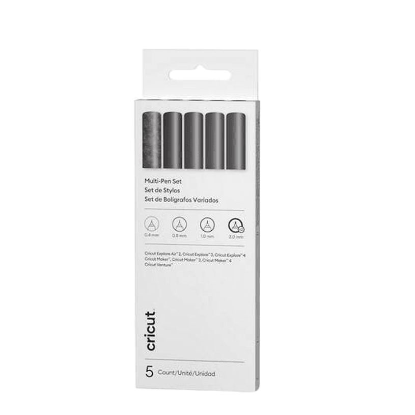 0093573873690-Cricut - Lot de 5 stylos multi-usages noirs - Pointes 0,4 à 2,0 mm - Encre noire - Corps -P_405283593_1-0
