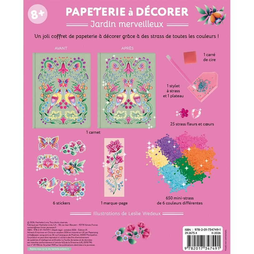 9782017347491-Papeterie à décorer -Jardin merveilleux - coffret avec accessoires--1